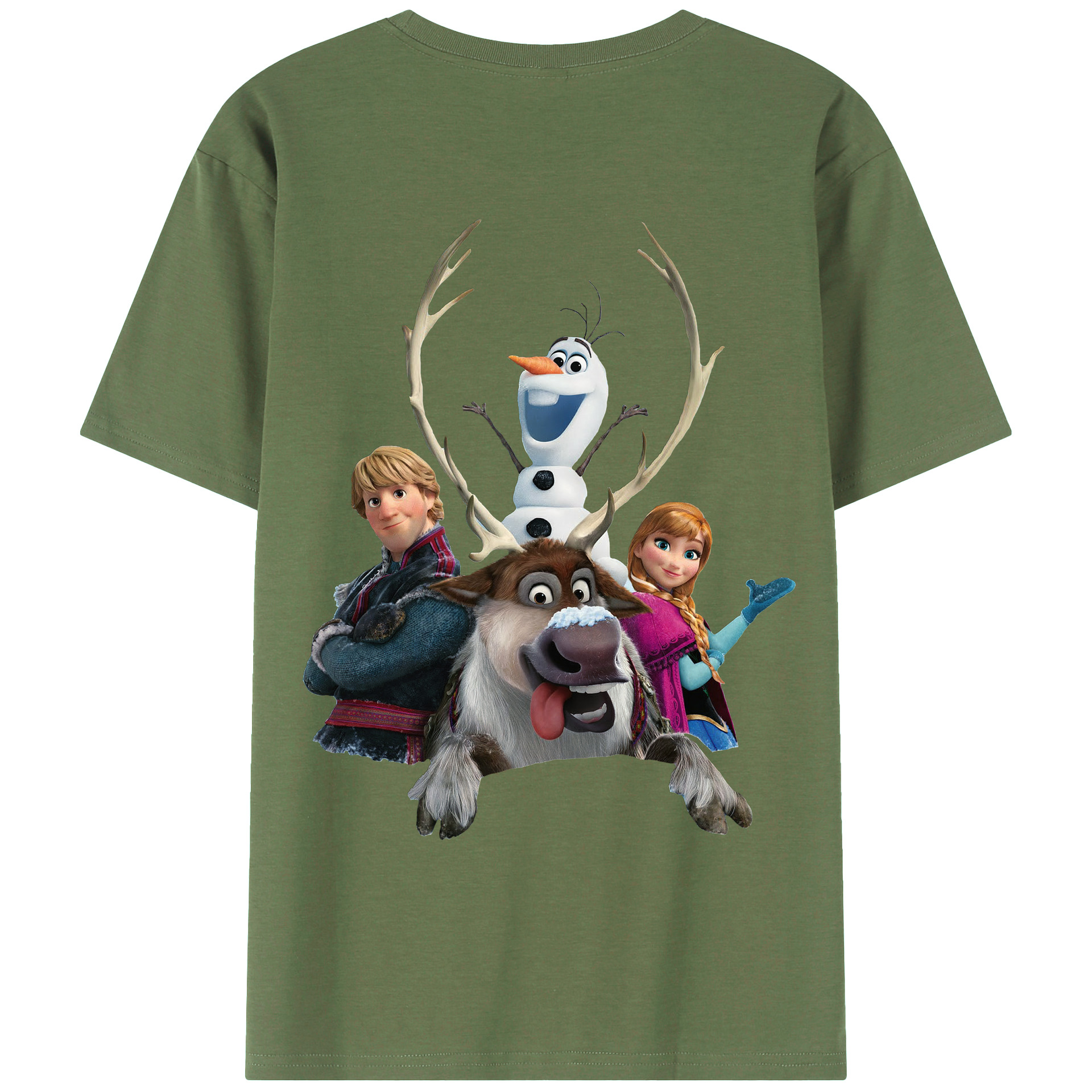 （画像用） アナと雪の女王 アンナ エルサ Frozen Anna Elsa 綿100％ メンズ半袖Tシャツ（バックプリント） 通気性
